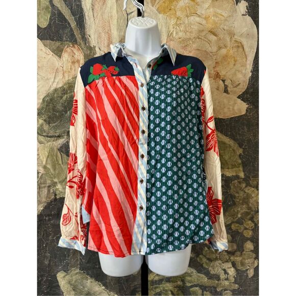 Anthropologie x Maeve Paz Contrast Button-Down Size L - Picture 4 of 6